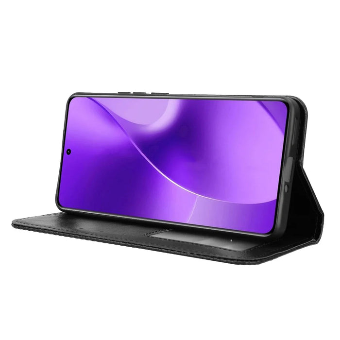 For Realme 15 5G / Realme 15 Pro 5G Leather Case Wallet Stand Retro Texture Phone Cover - Black - 7