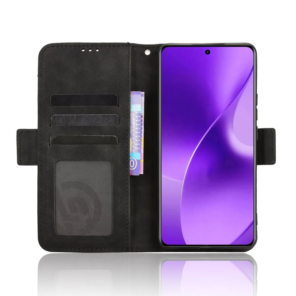 For Realme 15 5G / Realme 15 Pro 5G Leather Case Phone Wallet Cover with Multiple Card Slots - Black - 6