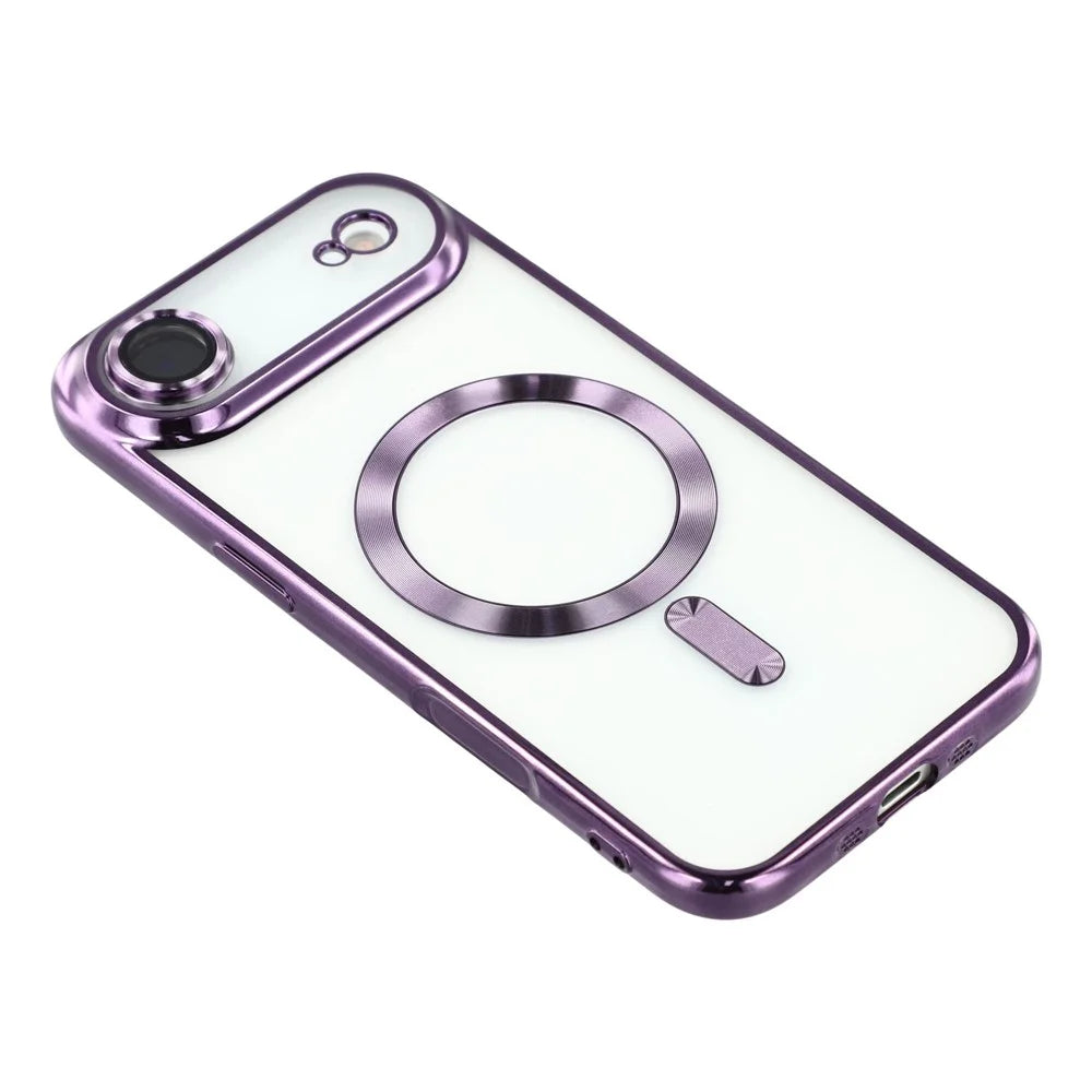 WANLONFENG For iPhone Air Magnetic Case  Full Protection Electroplated TPU Cover with Tempered Glass - Dark Purple - 3