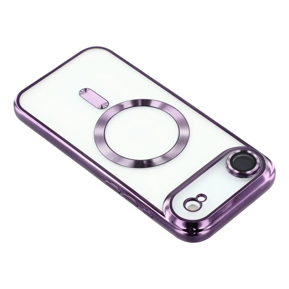 WANLONFENG For iPhone Air Magnetic Case  Full Protection Electroplated TPU Cover with Tempered Glass - Dark Purple - 4