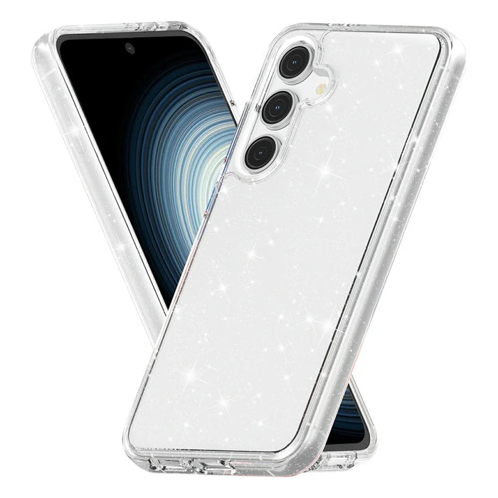For Samsung Galaxy S25 FE Case Sparkly Powder Glitter Shiny Soft TPU + Hard PC Back Cover - White - 4