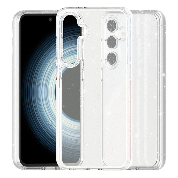 For Samsung Galaxy S25 FE Case Sparkly Powder Glitter Shiny Soft TPU + Hard PC Back Cover - White - 6