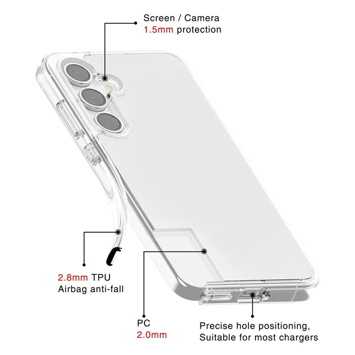 For Samsung Galaxy S25 FE Case PC + TPU Shockproof Clear Phone Cover - Transparent - 5