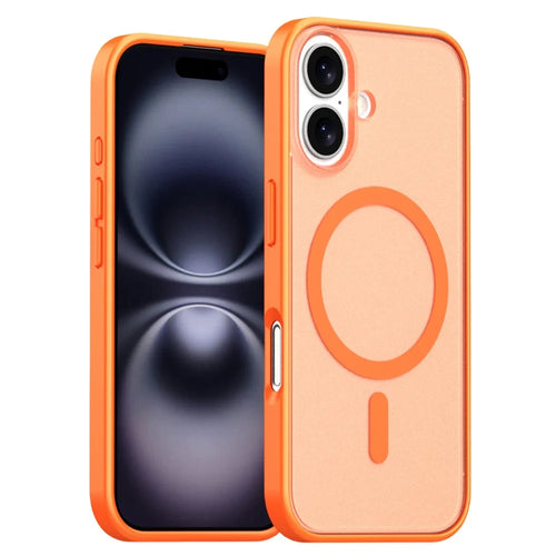 For iPhone 16 Case Compatible with MagSafe Skin Feel Frosted PC + TPU Phone Cover - Orange - 1