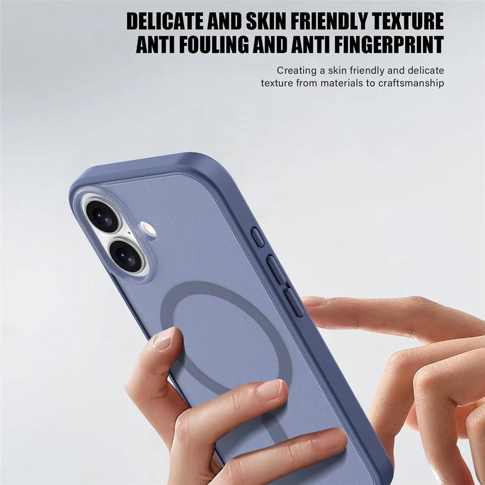 For iPhone 16 Case Compatible with MagSafe Skin Feel Frosted PC + TPU Phone Cover - Orange - 5