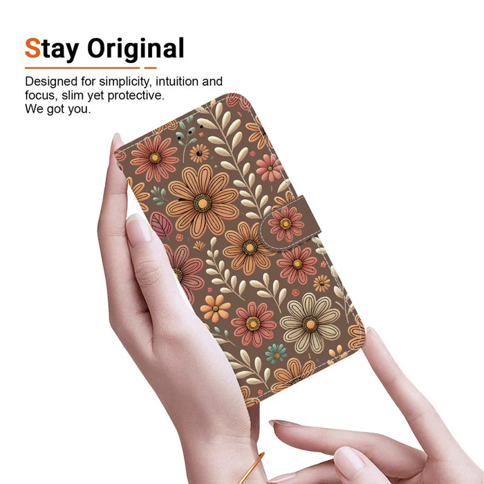 For iPhone 18 Pro Max / 17 Pro Max Wallet Case Pattern Printing Leather Stand Phone Cover with Strap - Blossom - 5