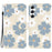 For Samsung Galaxy S25 / S24 Wallet Case Pattern Printing Leather Stand Phone Cover with Strap - Blue Daisy - 1