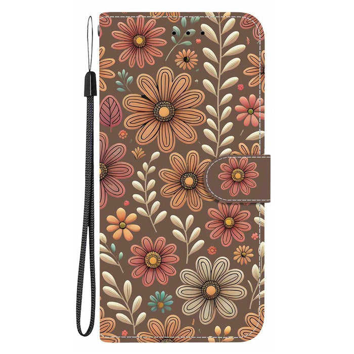 For Samsung Galaxy S25 Ultra Wallet Case Pattern Printing Leather Stand Phone Cover with Strap - Blossom - 7