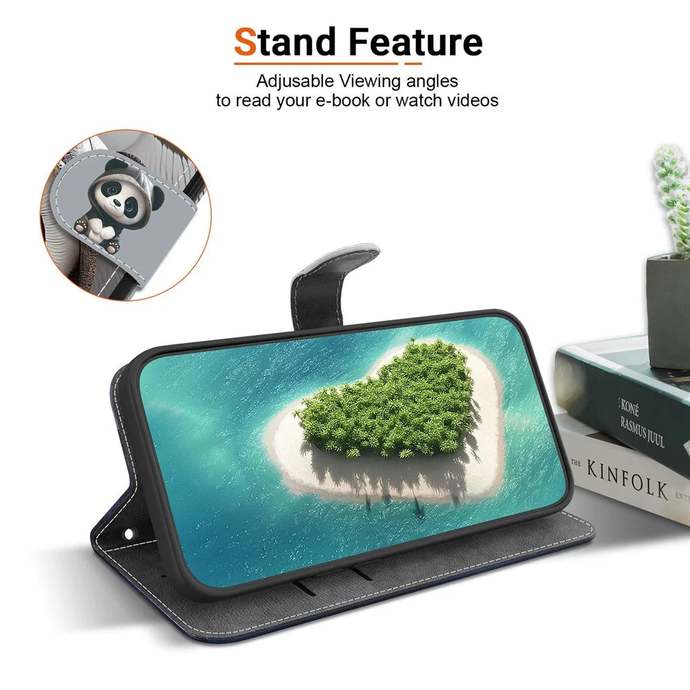 For Samsung Galaxy A18 5G / A17 5G / A17 4G / A26 5G Wallet Case Pattern Printing Leather Stand Phone Cover with Strap - Panda - 3