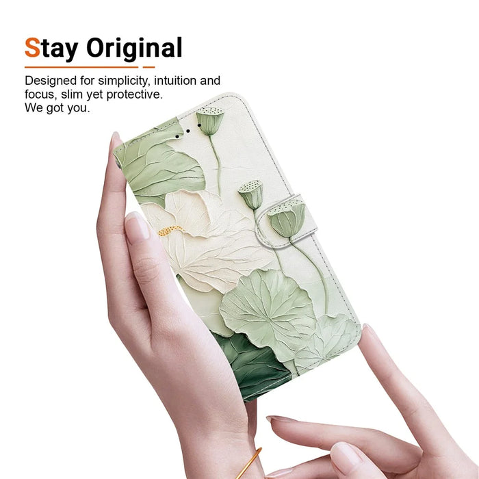 For Samsung Galaxy A36 5G Wallet Case Pattern Printing Leather Stand Phone Cover with Strap - Lotus - 5