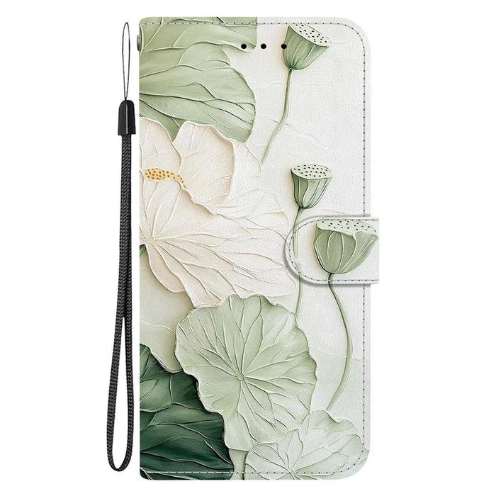 For Samsung Galaxy A36 5G Wallet Case Pattern Printing Leather Stand Phone Cover with Strap - Lotus - 7