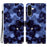 For Samsung Galaxy A56 5G Wallet Case Pattern Printing Leather Stand Phone Cover with Strap - Ink Blue Flower - 1