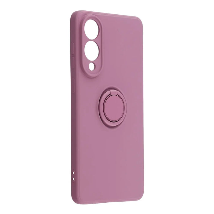 For Samsung Galaxy S25 Edge Silicone Case with Strap Ring Kickstand Phone Cover - Purple - 3