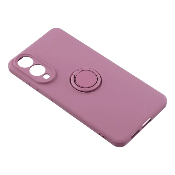 For Samsung Galaxy S25 Edge Silicone Case with Strap Ring Kickstand Phone Cover - Purple - 5