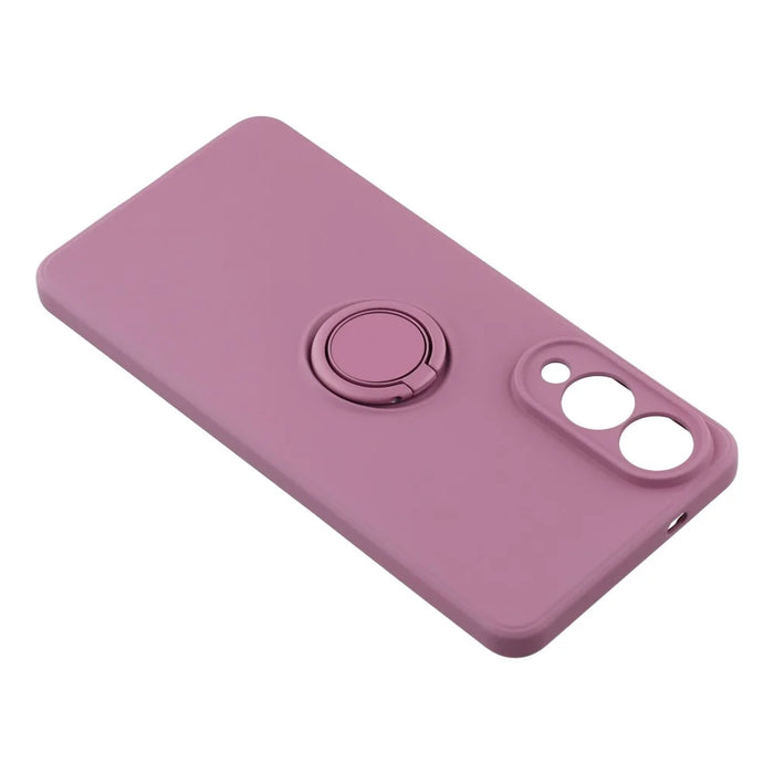 For Samsung Galaxy S25 Edge Silicone Case with Strap Ring Kickstand Phone Cover - Purple - 6