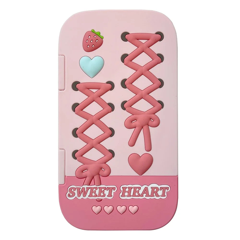 For iPhone 16 Pro Max Silicone Case Cute Flip Mirror Kickstand Shockproof Phone Back Cover - 1