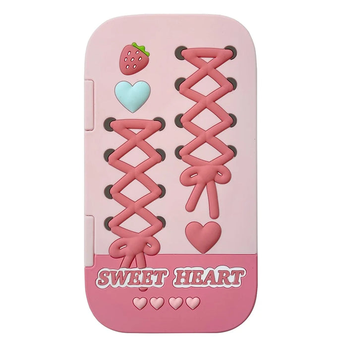 For iPhone 16 Pro Max Silicone Case Cute Flip Mirror Kickstand Shockproof Phone Back Cover - 1