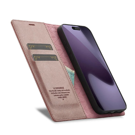 LC.IMEEKE For iPhone 18 Pro Max / 17 Pro Max Case Wallet Microfiber Leather Phone Cover - Rose Gold - 2