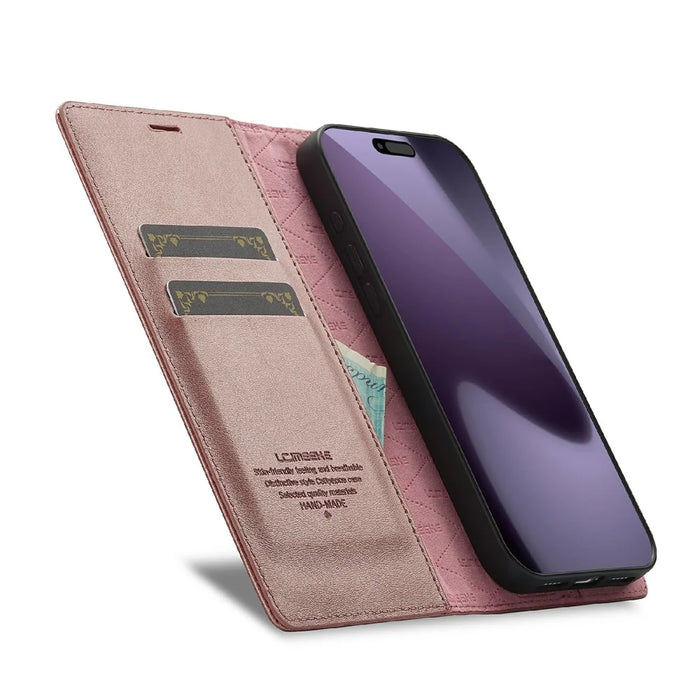LC.IMEEKE For iPhone 18 Pro Max / 17 Pro Max Case Wallet Microfiber Leather Phone Cover - Rose Gold - 2