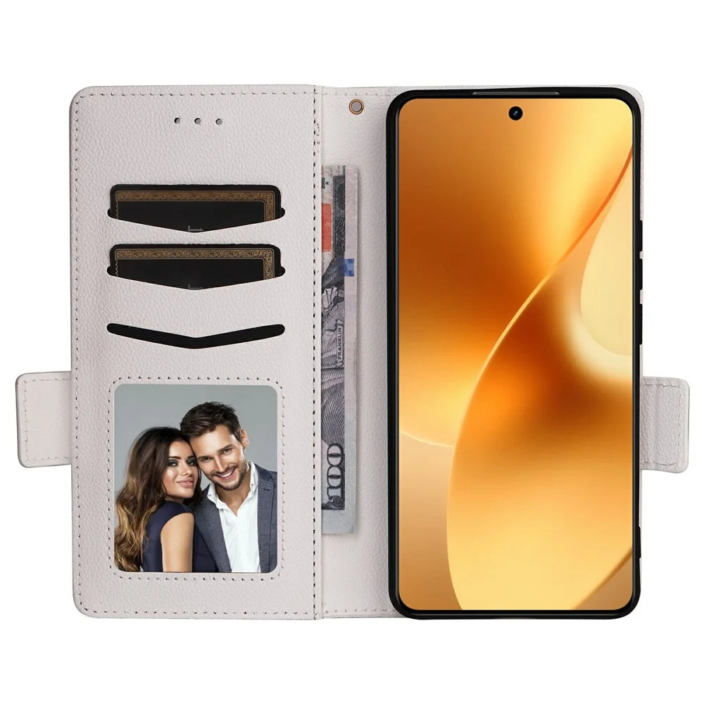 For Realme 15 Pro 5G / 15 5G Case with Wrist Strap Litchi Texture PU Leather Wallet Phone Cover - White - 2
