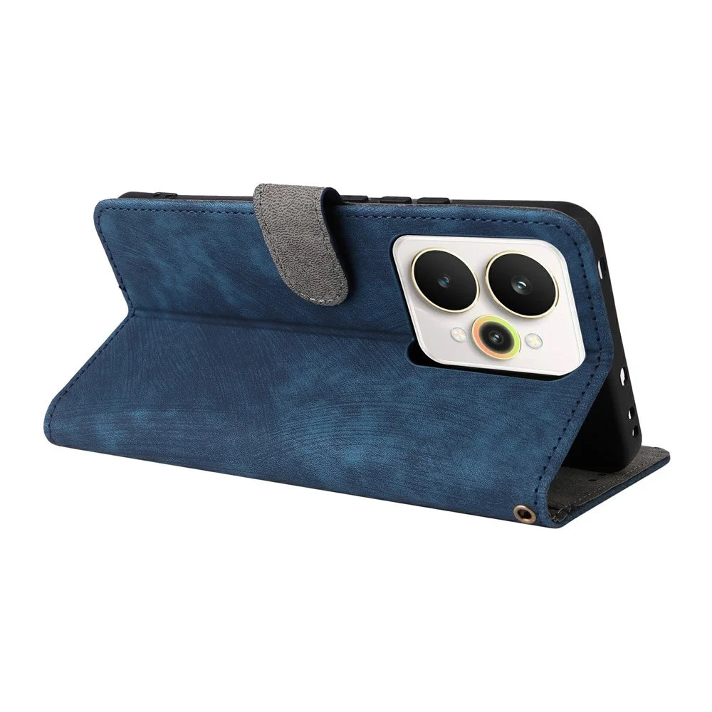 For Realme 15 Pro 5G / 15 5G Case Wallet RFID Blocking PU Leather Phone Cover Stand with Strap - Blue - 5