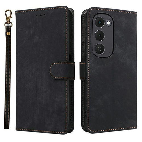 For TECNO Spark 40 Pro+ 4G KM7 Case Wallet RFID Blocking PU Leather Phone Cover Stand with Strap - Black - 1
