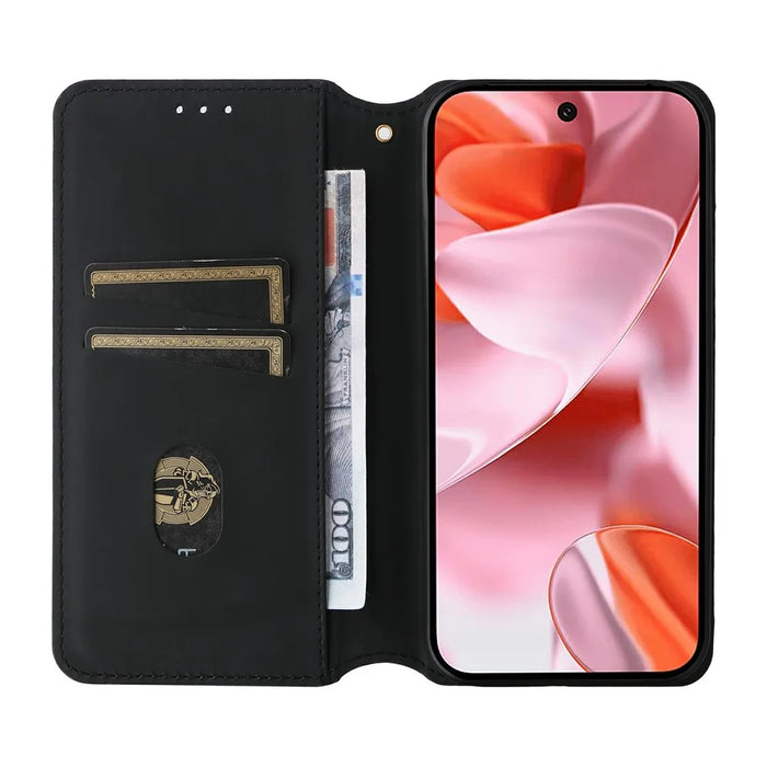 For Google Pixel 10 / 10 Pro Case Wallet Rhombus Imprinted Leather Phone Cover - Silver - 2