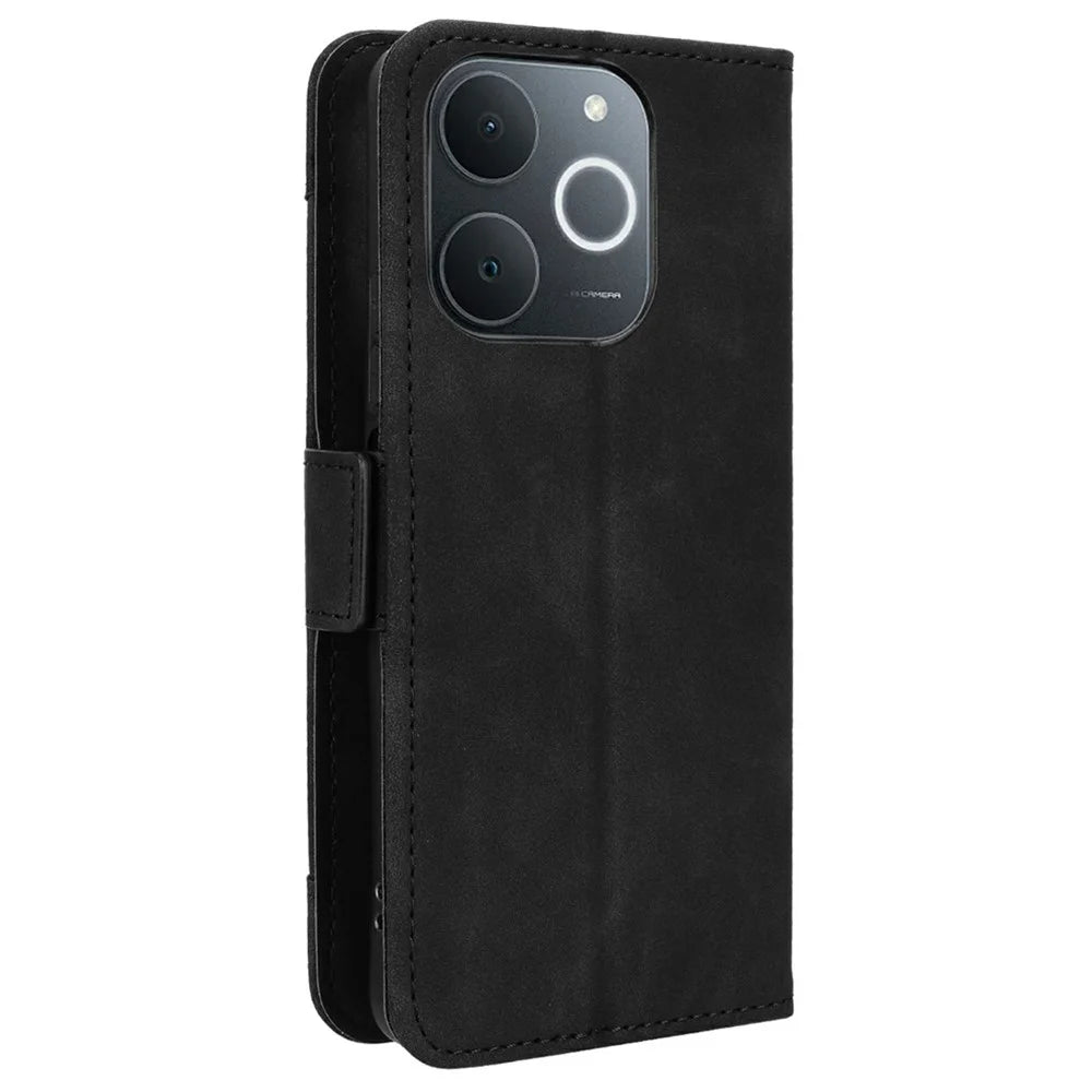 Leather Case for Realme Note 70T 4G / Narzo 80 Lite 4G / Realme C71 4G (India) Phone Wallet Cover with Multiple Card Slots - Red - Black - 7