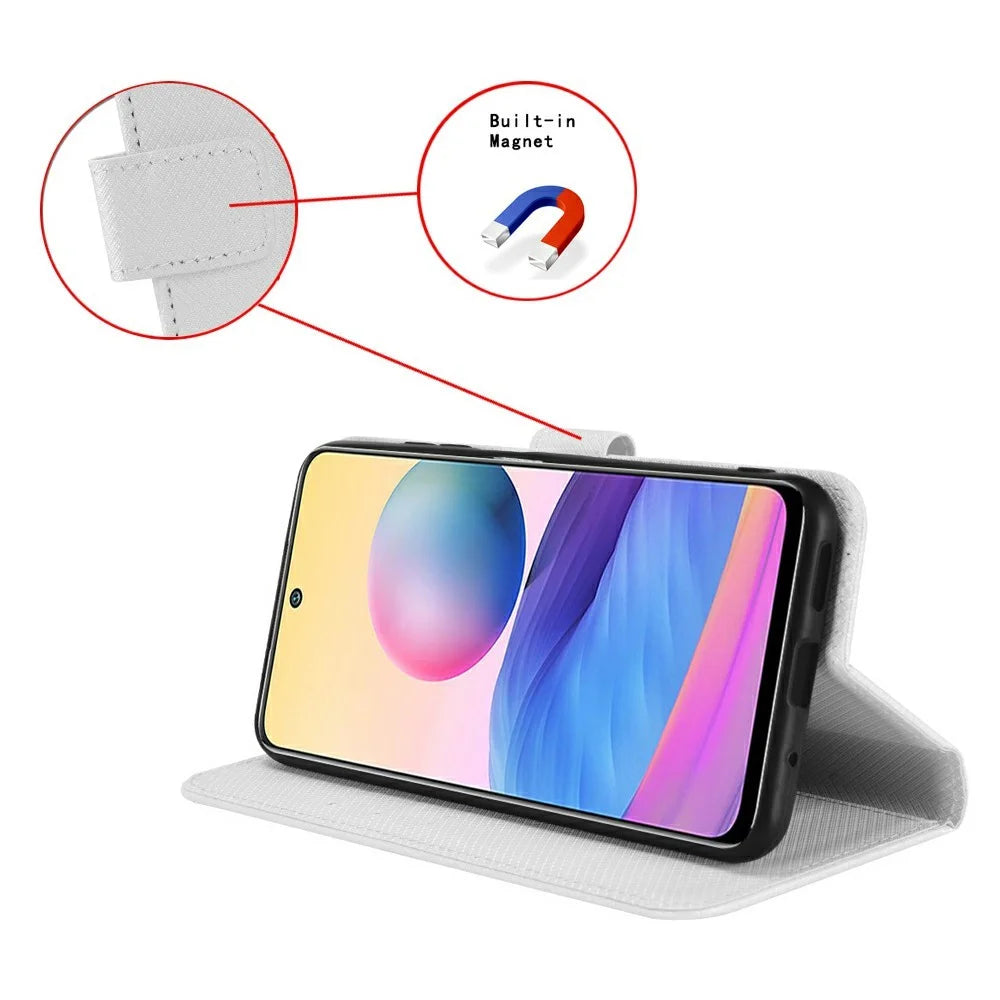 Leather Wallet Case for Realme Note 70T 4G / Narzo 80 Lite 4G / Realme C71 4G (India) Diamond Texture Phone Cover with Strap - White - 6
