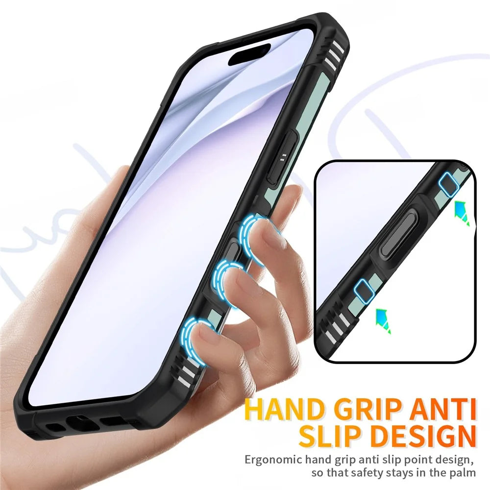 For iPhone 17 Case PC + TPU Anti-Drop Phone Cover with Ring Kickstand - Dark Green - 4