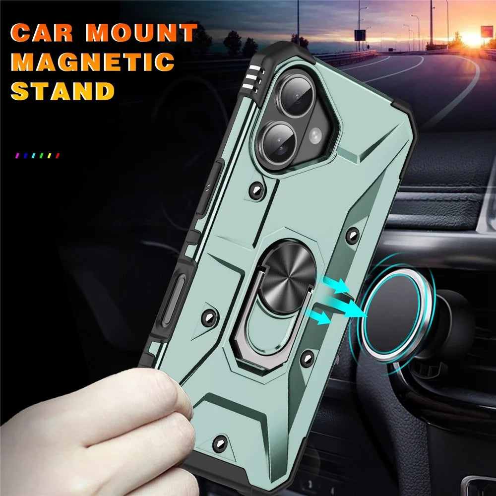 For iPhone 17 Case PC + TPU Anti-Drop Phone Cover with Ring Kickstand - Dark Green - 5