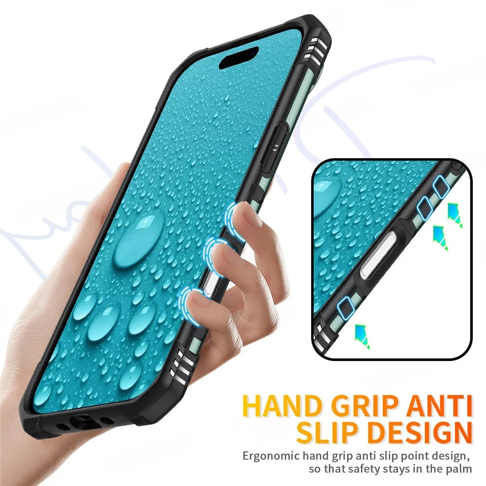 For iPhone Air Case PC + TPU Anti-Drop Phone Cover with Ring Kickstand - Dark Green - 6