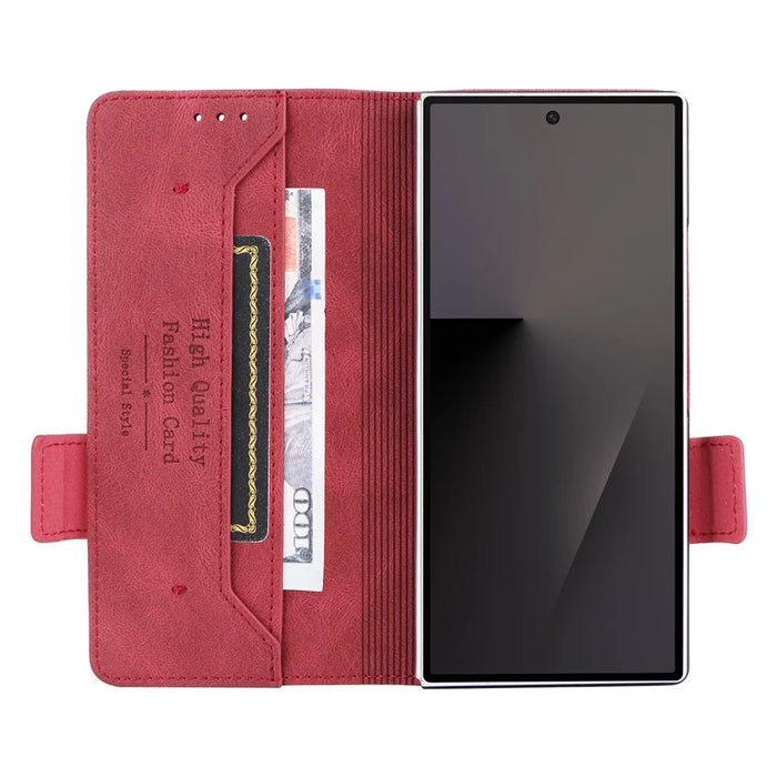 For Samsung Galaxy Z Fold7 5G Case Leather Wallet Flip Phone Cover with Hardware Decor - Rose - 2