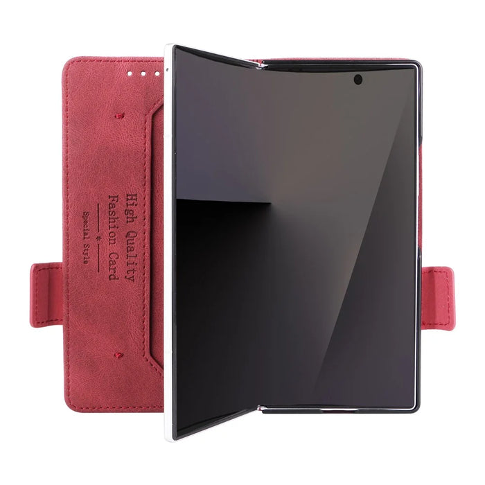 For Samsung Galaxy Z Fold7 5G Case Leather Wallet Flip Phone Cover with Hardware Decor - Rose - 3