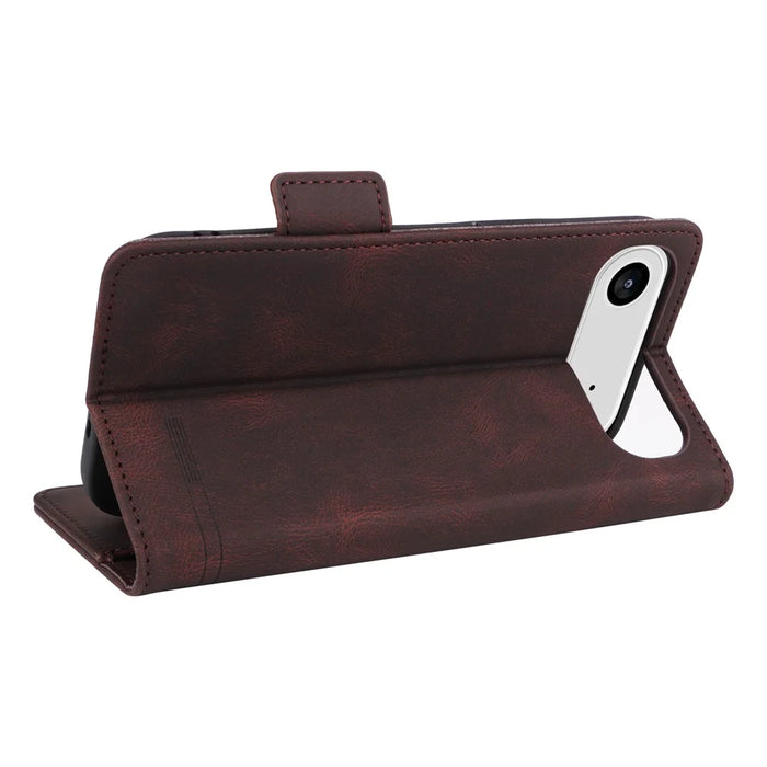 For iPhone Air Case Leather Wallet Flip Phone Cover with Hardware Decor - Coffee - 5