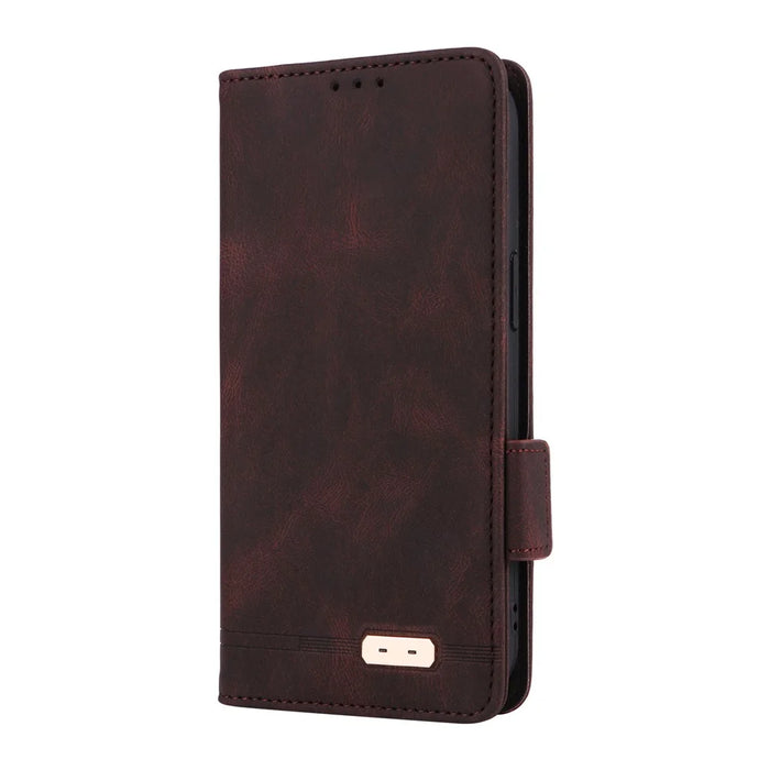 For iPhone Air Case Leather Wallet Flip Phone Cover with Hardware Decor - Coffee - 6