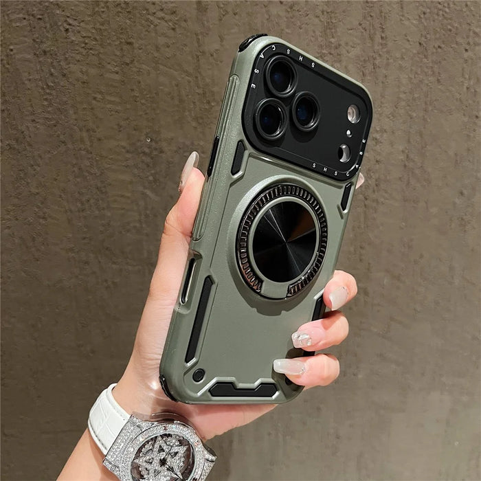 For iPhone 18 Pro / 17 Pro Case Ring Kickstand PC + TPU Shockproof Phone Back Cover - Green - 1