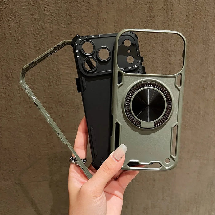 For iPhone 18 Pro / 17 Pro Case Ring Kickstand PC + TPU Shockproof Phone Back Cover - Green - 2
