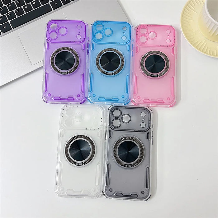 For iPhone 18 Pro Max / 17 Pro Max Case Ring Kickstand PC + TPU Translucent Phone Back Cover - Pink - 5