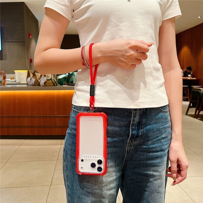 For iPhone 18 Pro Max / 17 Pro Max Case 3 in 1 TPU+PC Matte Phone Cover Shockproof Back Protector with Hand Strap - Orange - 2