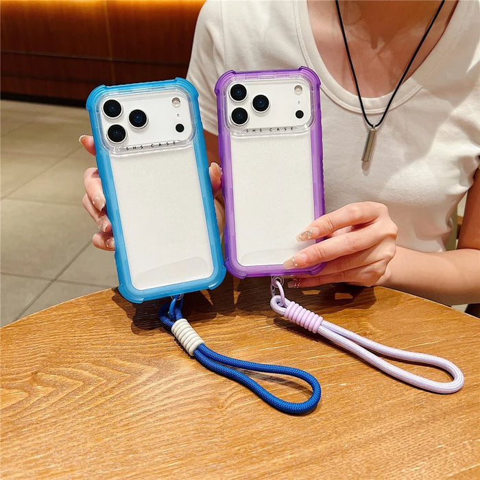 For iPhone 18 Pro Max / 17 Pro Max Case 3 in 1 TPU+PC Matte Phone Cover Shockproof Back Protector with Hand Strap - Orange - 6