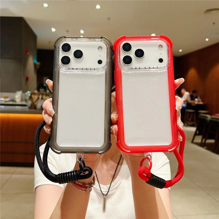 For iPhone 18 Pro Max / 17 Pro Max Case 3 in 1 TPU+PC Matte Phone Cover Shockproof Back Protector with Hand Strap - Orange - 7