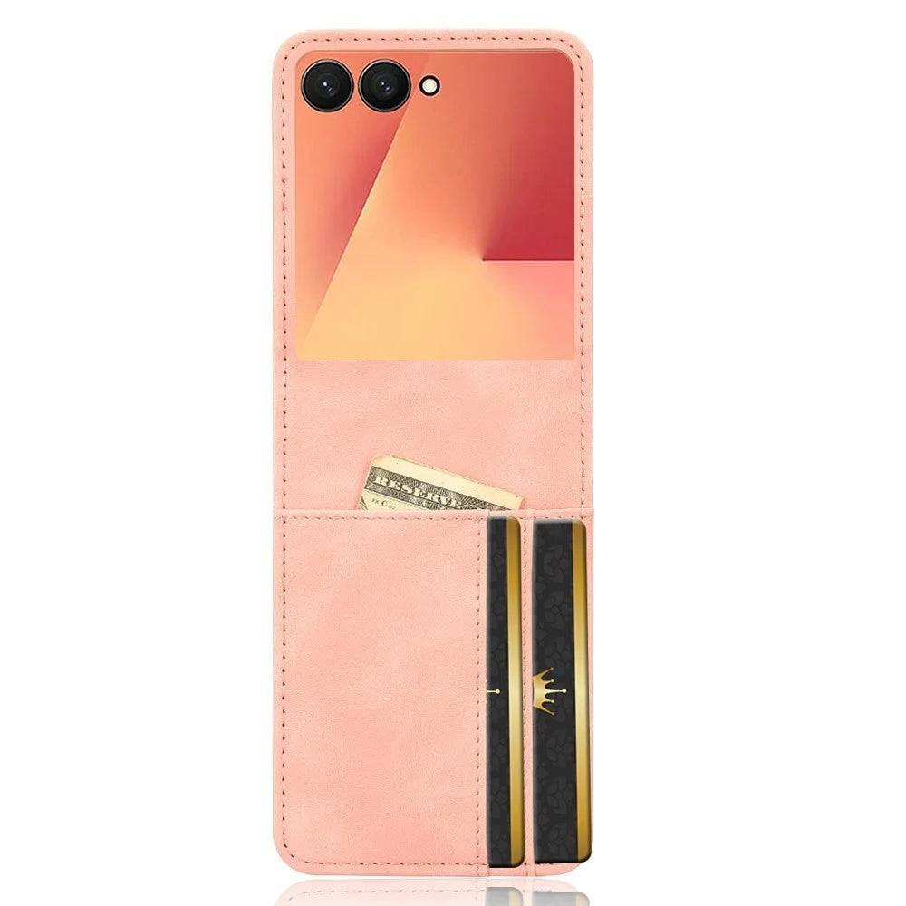 For Samsung Galaxy Z Flip7 5G Case Separable Design Card Slot Leather + PC Phone Cover - Pink - 1