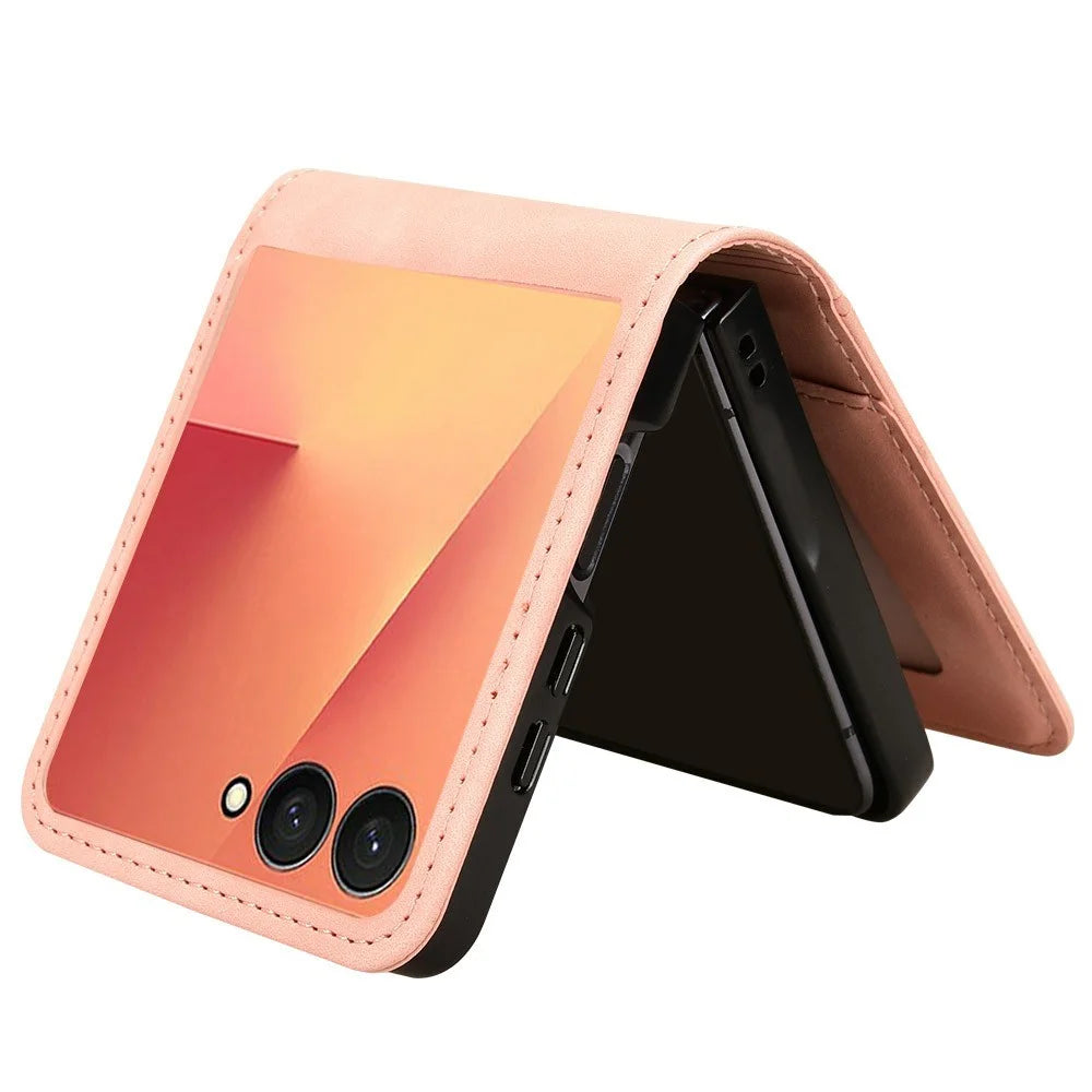 For Samsung Galaxy Z Flip7 5G Case Separable Design Card Slot Leather + PC Phone Cover - Pink - 2