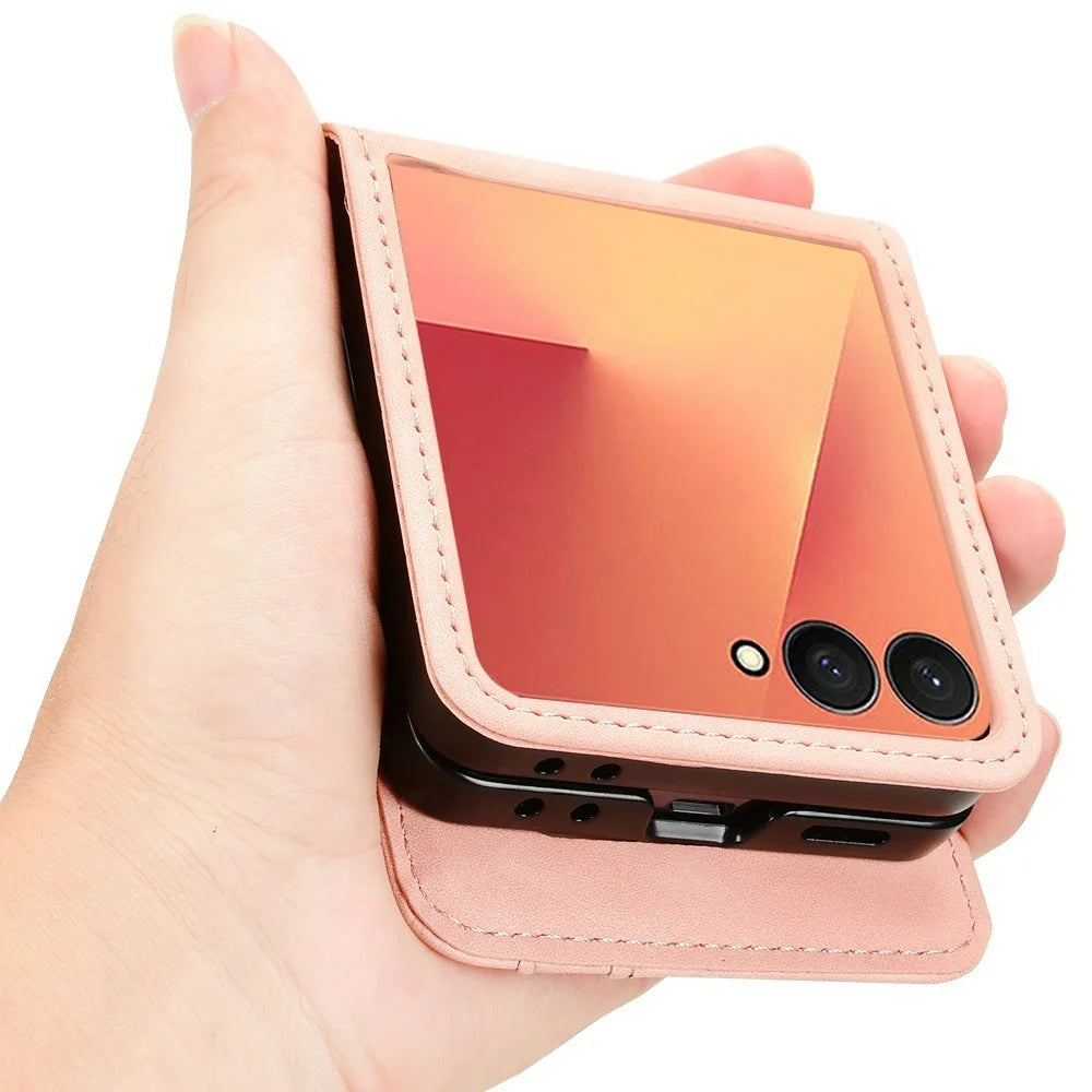 For Samsung Galaxy Z Flip7 5G Case Separable Design Card Slot Leather + PC Phone Cover - Pink - 4