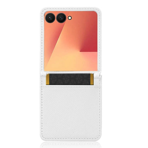 For Samsung Galaxy Z Flip7 5G Case PU Leather Diamond Texture Phone Cover with Card Slot - White - 1