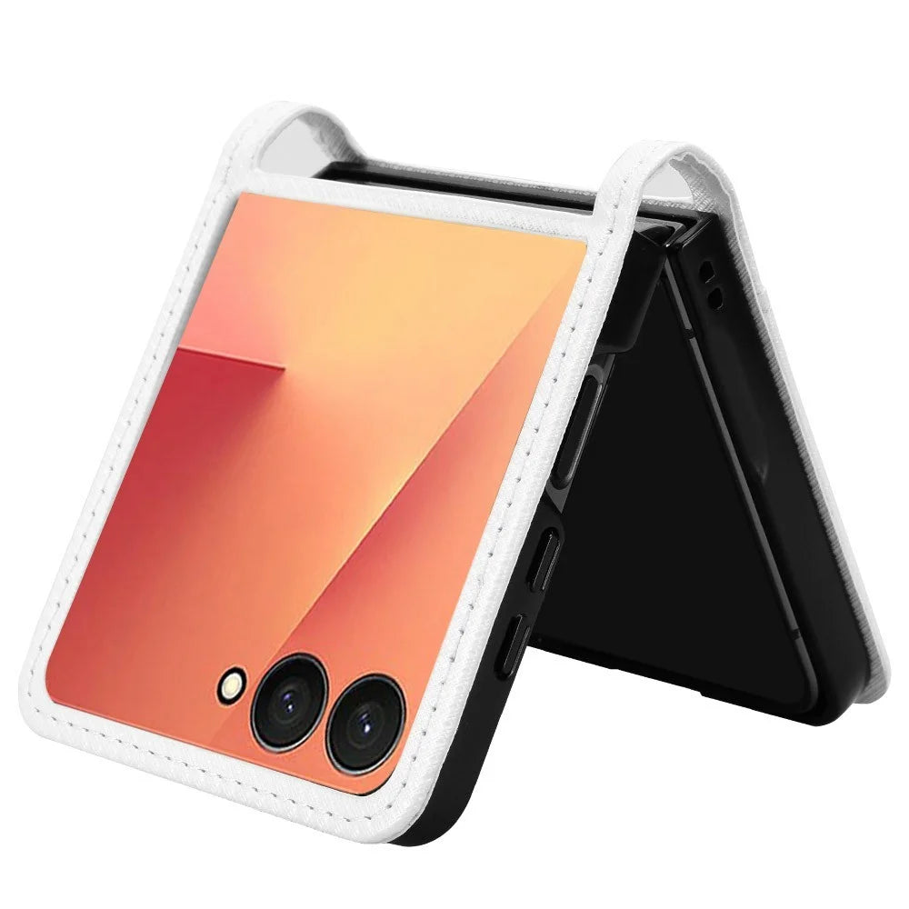 For Samsung Galaxy Z Flip7 5G Case PU Leather Diamond Texture Phone Cover with Card Slot - White - 2