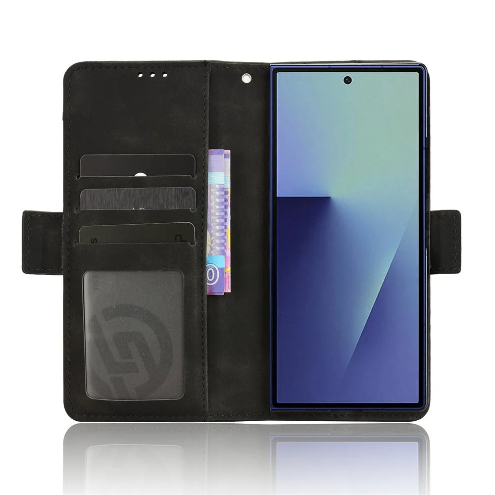 For Samsung Galaxy Z Fold7 5G Stand Case with Pencil Slot Leather Wallet Phone Cover - Black - 2