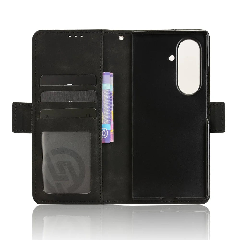 For Samsung Galaxy Z Fold7 5G Stand Case with Pencil Slot Leather Wallet Phone Cover - Black - 4
