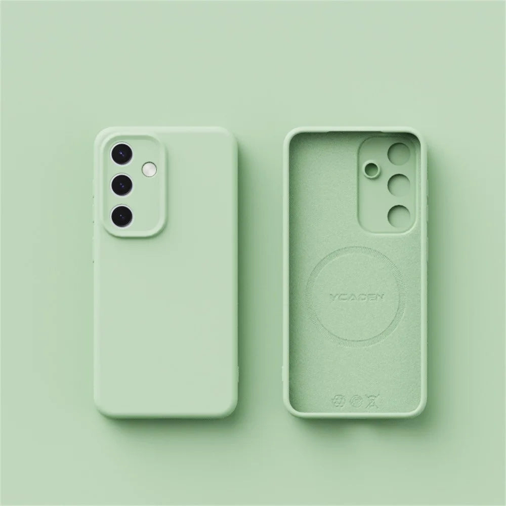 YCADEN For Samsung Galaxy S25 Magnetic Case Precise Cutouts TPU Phone Back Cover - Grass Green - 2